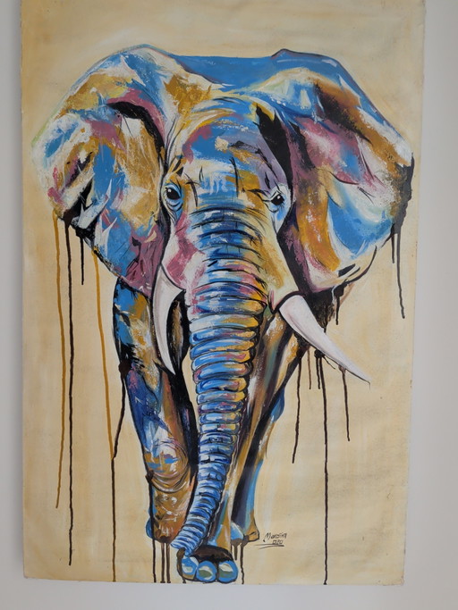 Painting of colorful elephant