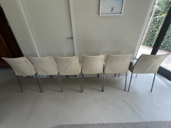 6 x Lia Dining Chair by Zanotta 4 x 2086 + 2 x 2088 – Aluminium, Leather (photo 2 of 6)