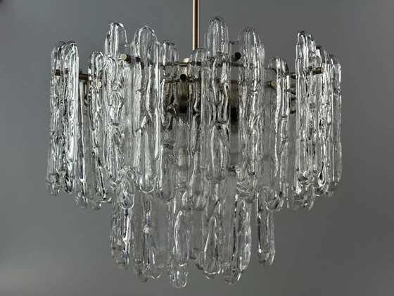 Image 1 of 60s 70s plafondlamp kroonluchter Kinkeldey Duitsland Space Age glas ontwerp