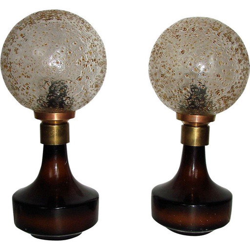 Par de lámparas de cerámica vintage de Hustad, 1960