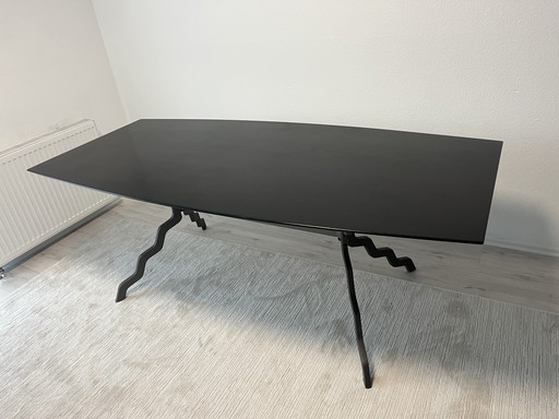 Zanotta Italia designer table with cast iron legs, custom-made