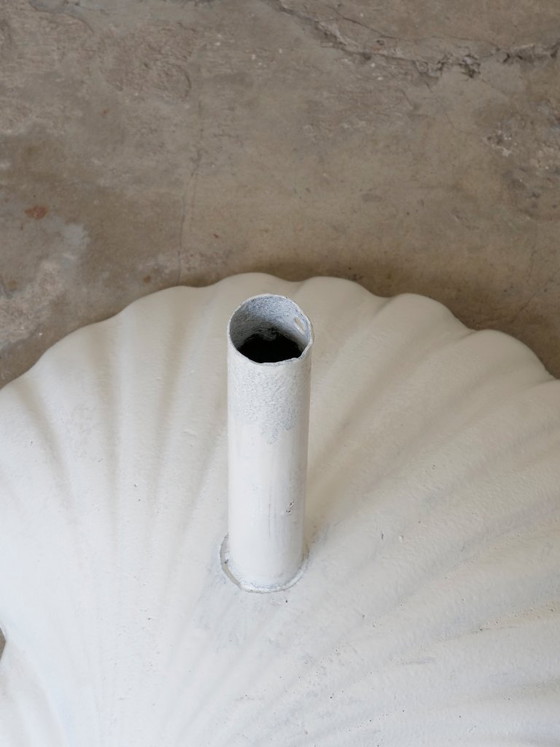 Image 1 of vintage garden parasol with cast iron base and seashell design by Fermob