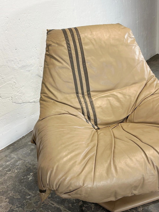 Image 1 of Vintage Space Age leather easy chair and ottoman 