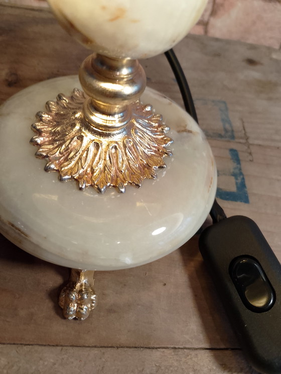 Image 1 of Prestigieuze vintage bronzen onyxlamp, volledig gerestaureerd.