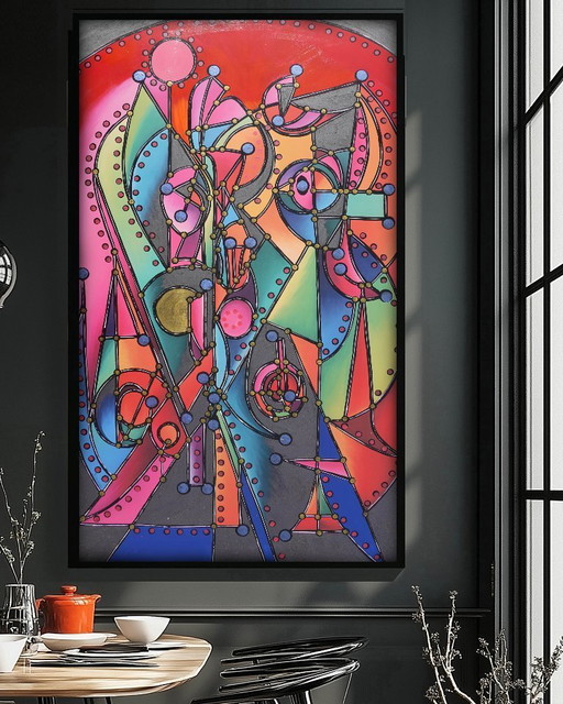 Kubisme A1430 - abstract schilderij XXL