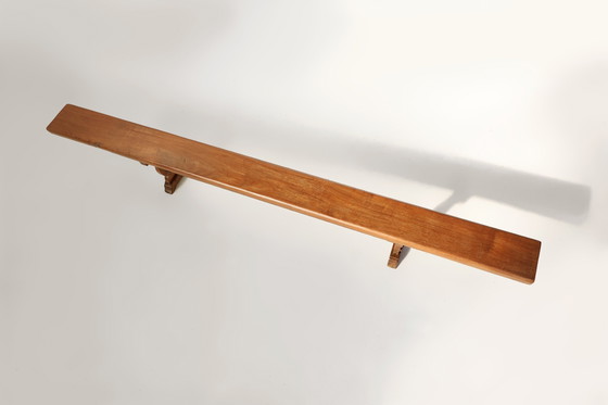 Image 1 of Extra lange massief iepenhouten kloosterbank, Frankrijk ca. 1850