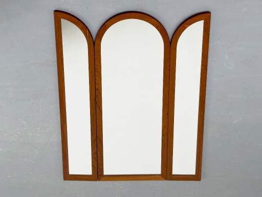 Espejo plegable de teca de estilo vintage de Fakse Furniture, década de 1960. – spiegels, Wood, Glass