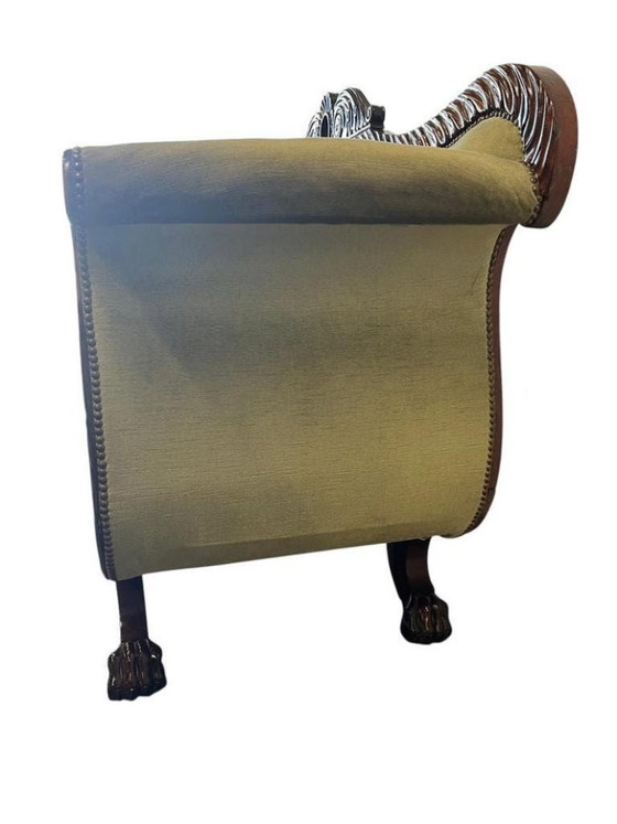 Image 1 of Poltrona/divano/due posti vintage in stile barocco verde