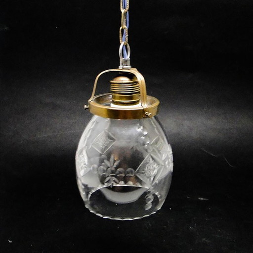 Art Deco Crystal Pendant Lamp, Poland, 1950s – hanglampen, Brass (photo 2 of 20)