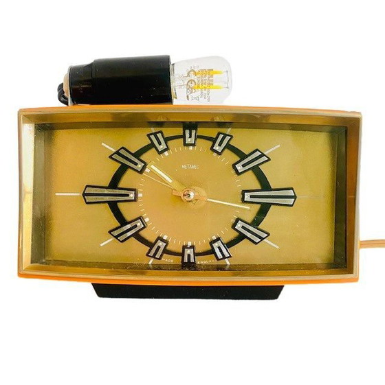 Image 1 of Vintage Mid Century Metamec Wecker Orange Gold mit Licht