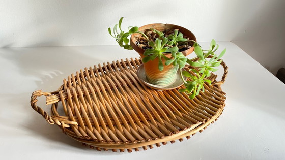 Image 1 of Vassoio di presentazione in rattan vintage