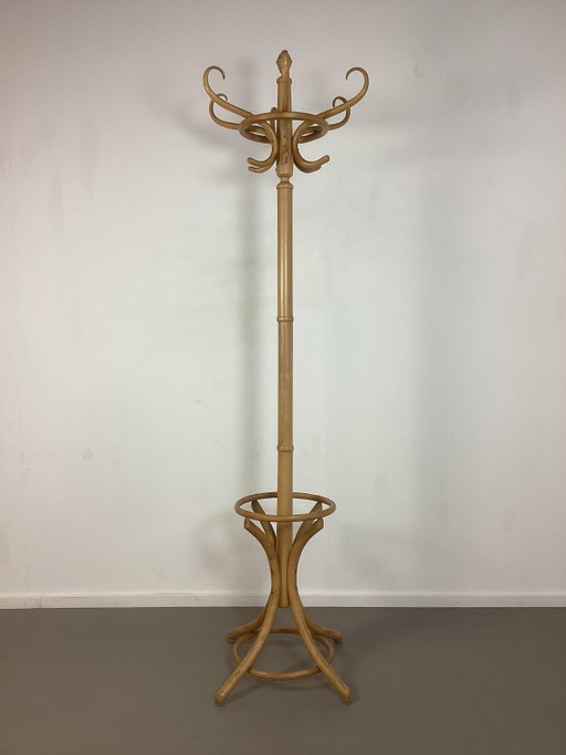 Perchero vintage de madera estilo Thonet de los años cincuenta 