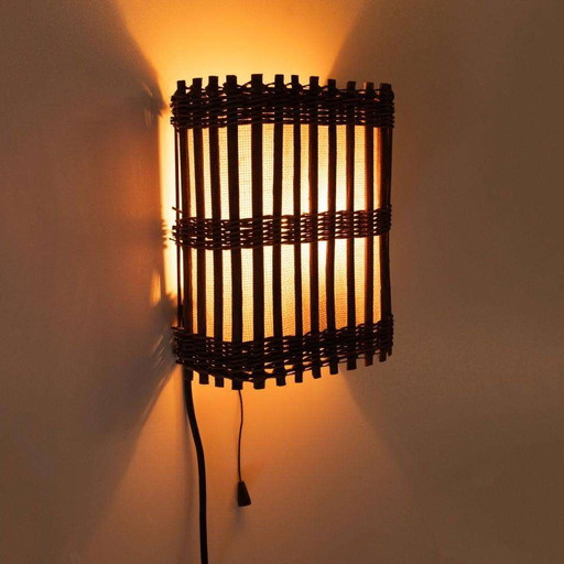 Japandi Wall lamp 70s boho wall scone rattan