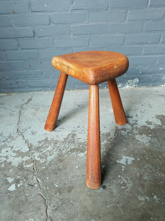 Tabouret vintage en chêne des années 60 - tabouret dans le style de Perriand – Bois (photo 3 of 14)