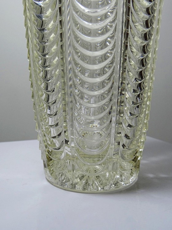 Image 1 of Grande vaso italiano in vetro stampato, con decorazioni a drappeggio, vintage anni '60.