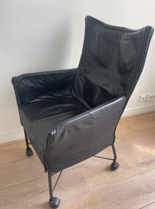 Design Montis Chaplin leren (eetkamer) stoel wielen