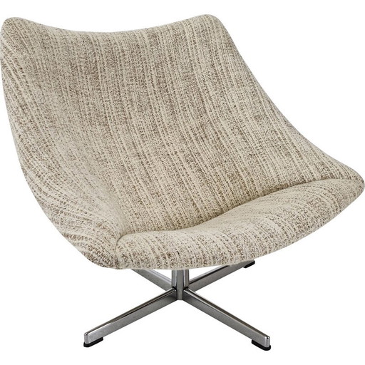 Vintage Oyster fauteuil met kruisvoet van Pierre Paulin voor Artifort, 1965