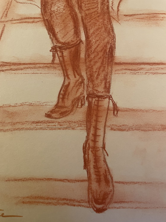 Image 1 of Ritratto femminile firmato su lavagna "Cabaret"