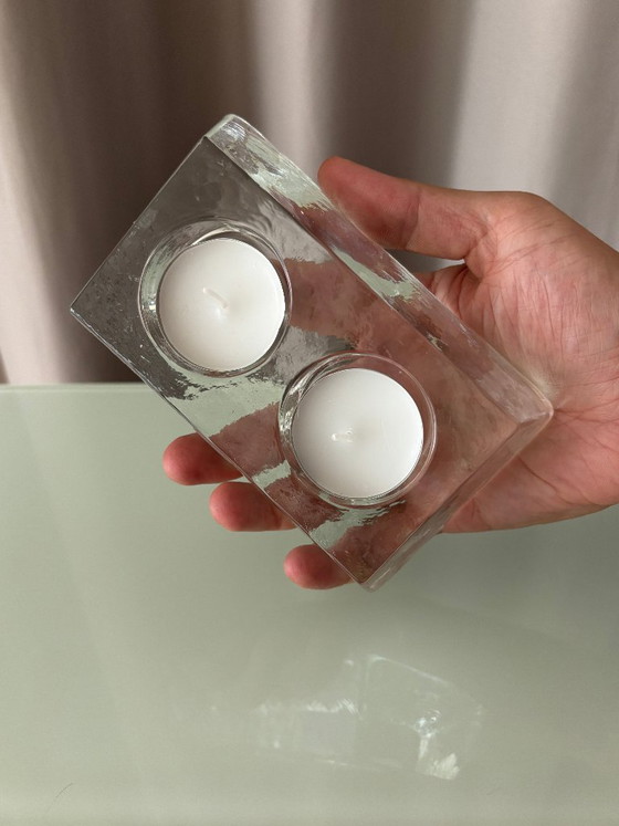 Portacandele doppio in vetro spesso vintage – Vetro trasparente scultoreo – Regali, Glass (photo 8 of 9)