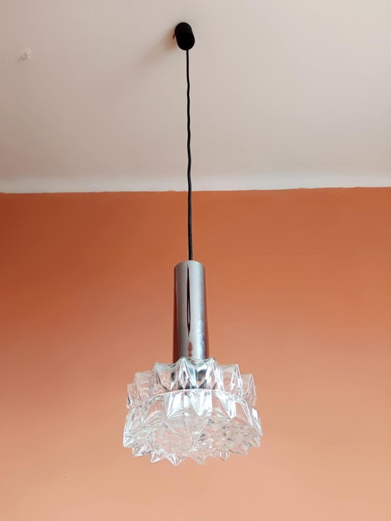 Image 1 of Lampada a sospensione Space Age in cromo e vetro, Germania, 1970