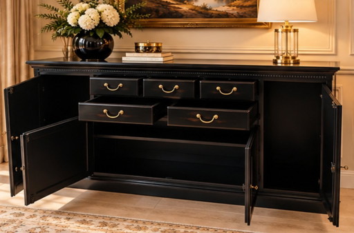 SELVA Made in Italy – Elegantes Schwarz & Gold Sideboard