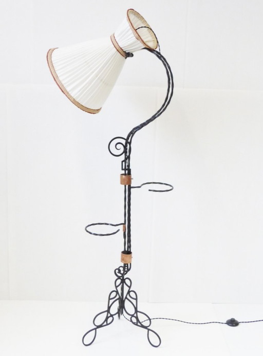 PRACHTIGE DIABOLO STAANDE LAMP MET VERWIJDERBARE PLANTENSTANDAARD, VINTAGE STAANDE LAMP UIT DE JAREN 50