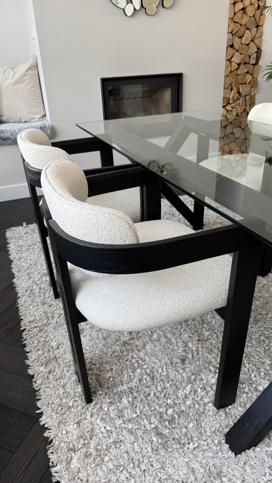 Habitat Glass Dining Table — Black Sculptural X-Base, 160cm – Wool (photo 5 of 5)