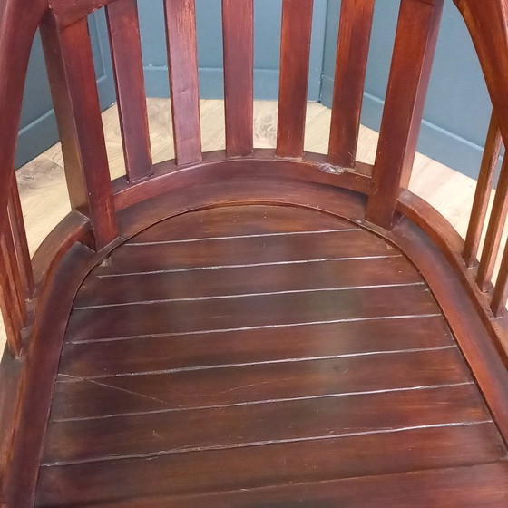 Image 1 of Chaise de bureau ancienne en acajou à coupelles