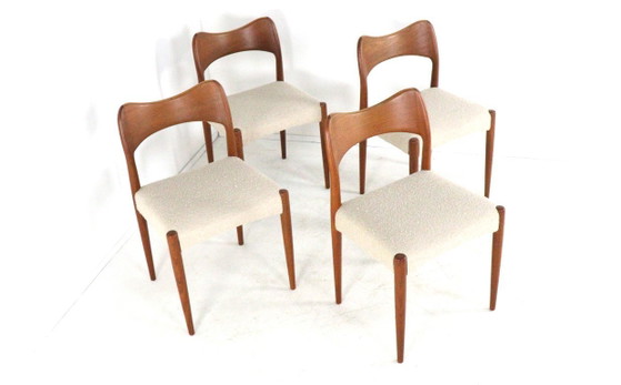 Image 1 of Set 4 Arne Hovmand Olsen voor Kold Mogens stoelen vintage nieuw gestoffeerd 