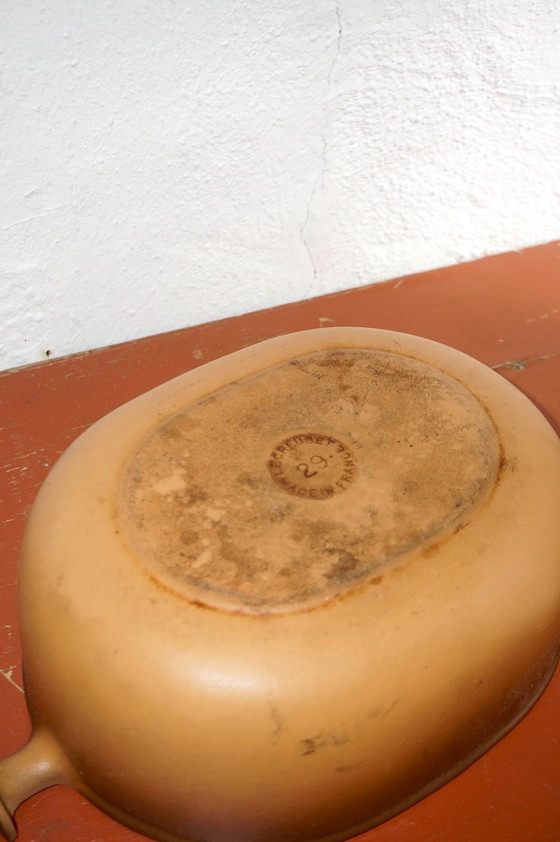 Image 1 of vintage le creuset brown enameled dust oven * cast iron cocotte * size 29 * le mama * enzo mari * french kitchenware * mid-centu
