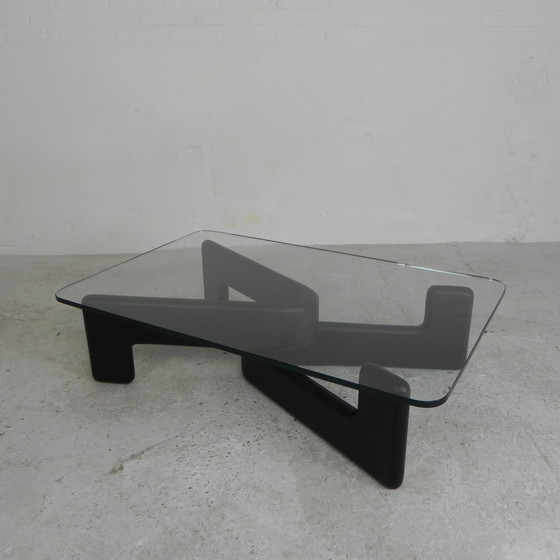 Image 1 of Table basse vintage avec base en bois noir organique, 1970