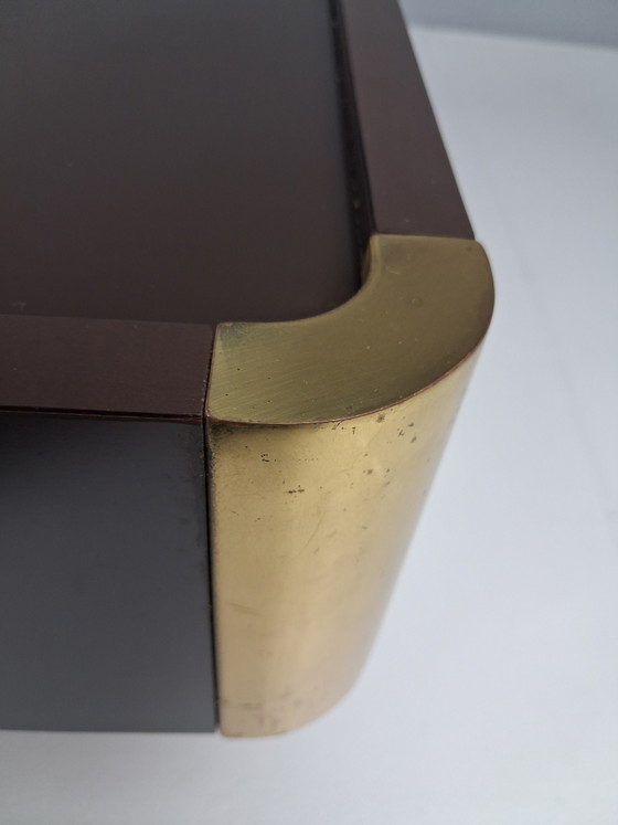 Vintage Belgo Chrom Salontafel Met Verborgen Bar, Jaren 70 – Belgochrom, Brass, Wood (photo 9 of 10)