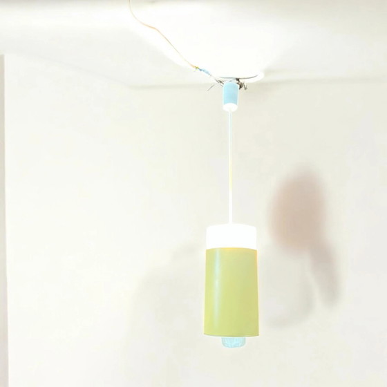 Mid Century Modern Green Up-Down Scandinavian Design Pendant Lights, High-Quality Metal and Opal Glass, 1960s (photo 2 of 9)