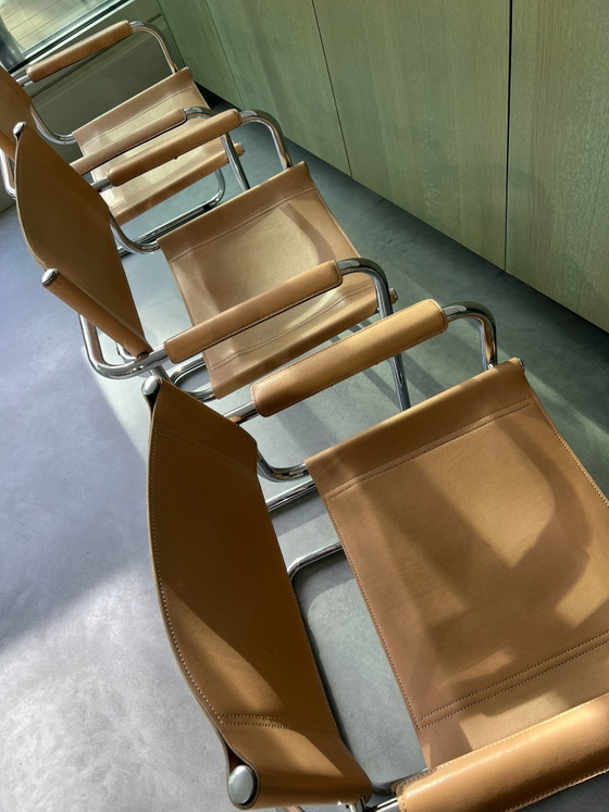 3 Mart Stam tubular frame chairs – Dining chairs, Leather, Chrome (photo 4 of 7)