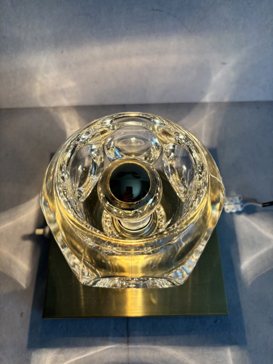 Image 1 of Lampada da tavolo o da parete vintage Peill & Putzler "Ice Cube" in cristallo.