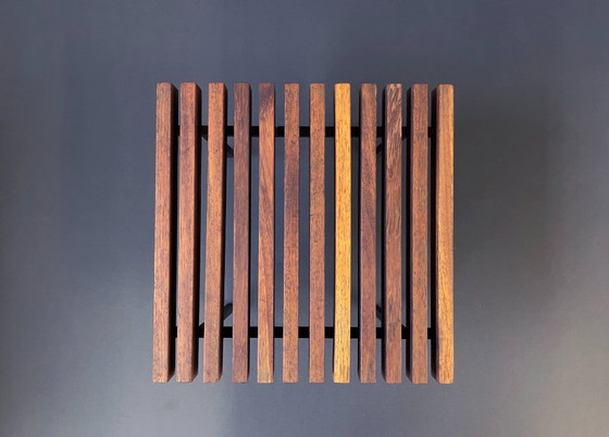 Tavolino per piante in teak Mid-Century, Sgabello, Metallo vintage originale – Libri d'arte, Legno, Ferro (photo 6 of 12)
