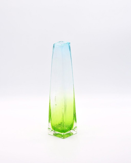 Leonardo blue-green vase - Vintage glass design, H 26cm