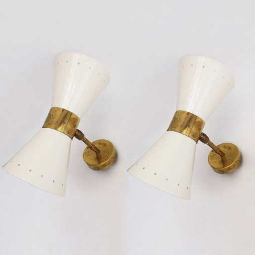 Paire d'appliques murales italiennes "diabolo" de design 1950