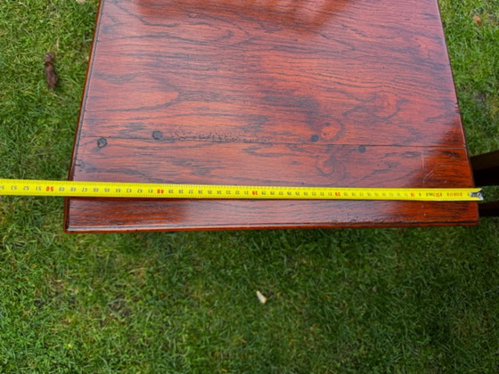 Image 1 of Grande table de salle à manger coloniale en teck massif avec 8 chaises et coussins