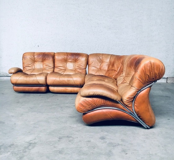 Image 1 of Midcentury Modern Italian Design 'COROLLA' Leather Sectional Sofa by I.P.E. Italy 1970's