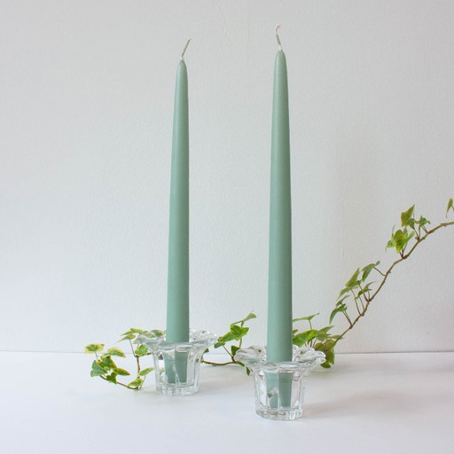 Candelabros de cristal estilo Reims de los años 80 – kandelaars en kaarsen, Glass