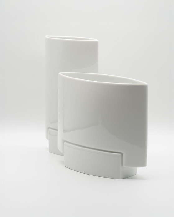 Image 1 of Vintage Rosenthal Porcelain XL Vase Duo Michael Boehm DEBUT 1980s Elegance Chic