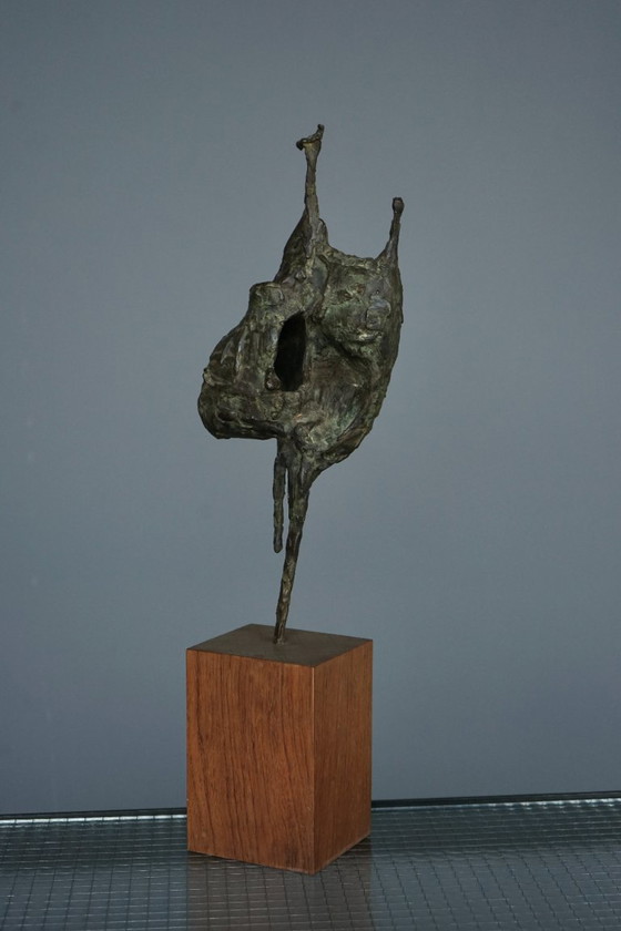 Image 1 of Jetty Homan, Scultura astratta, anni '70, Bronzo e teak