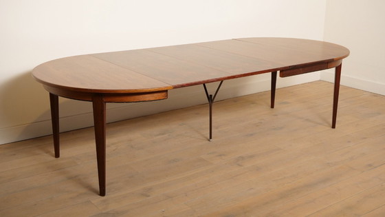 Image 1 of Vintage Round Dining Table Omann Jun Rosewood ExtendableVintage Round Dining Table Omann Jun Rosewood ExtendableVintage Round