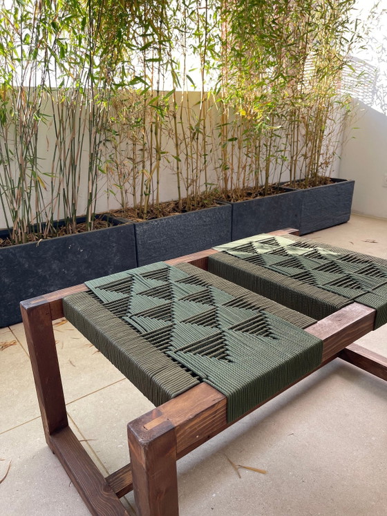 Silla de Diseño en Madera Maciza y Tejido Bouclé 90x50x40cm – Bancos, Wood, Nylon (photo 8 of 8)