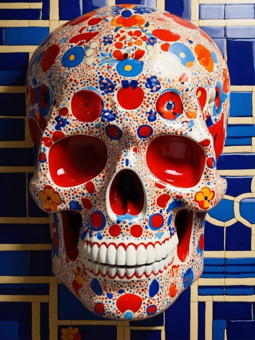 Spritzer auf Aluminiumplatte - DEAD HEAD - Red Hot Skull