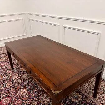 Classic English Eichholtz Campaign Writing Desk, Wood, Brass, Brown, Chesterfield (photo 15 of 18)