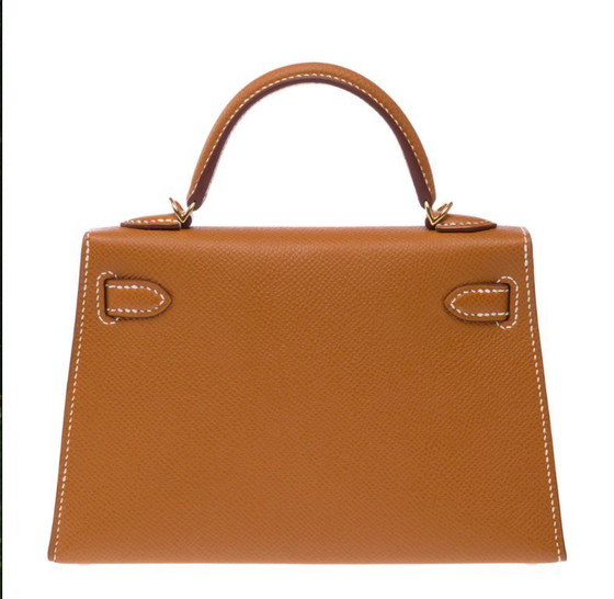 Image 1 of Sac HERMES Kelly Mini en Cuir Doré - 103261 Verkoopprijs