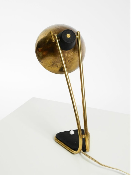 Image 1 of Rare large Mid Century Modern brass table lamp with beautiful patina