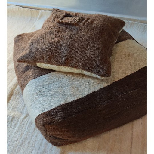 Kelim-Pouf-Set, Berber-Sitzkissen mit 1 Zierkissen